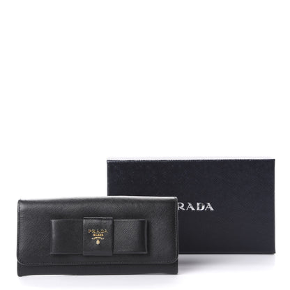 Prada Saffiano Bow Continental Wallet Black 12 of 12