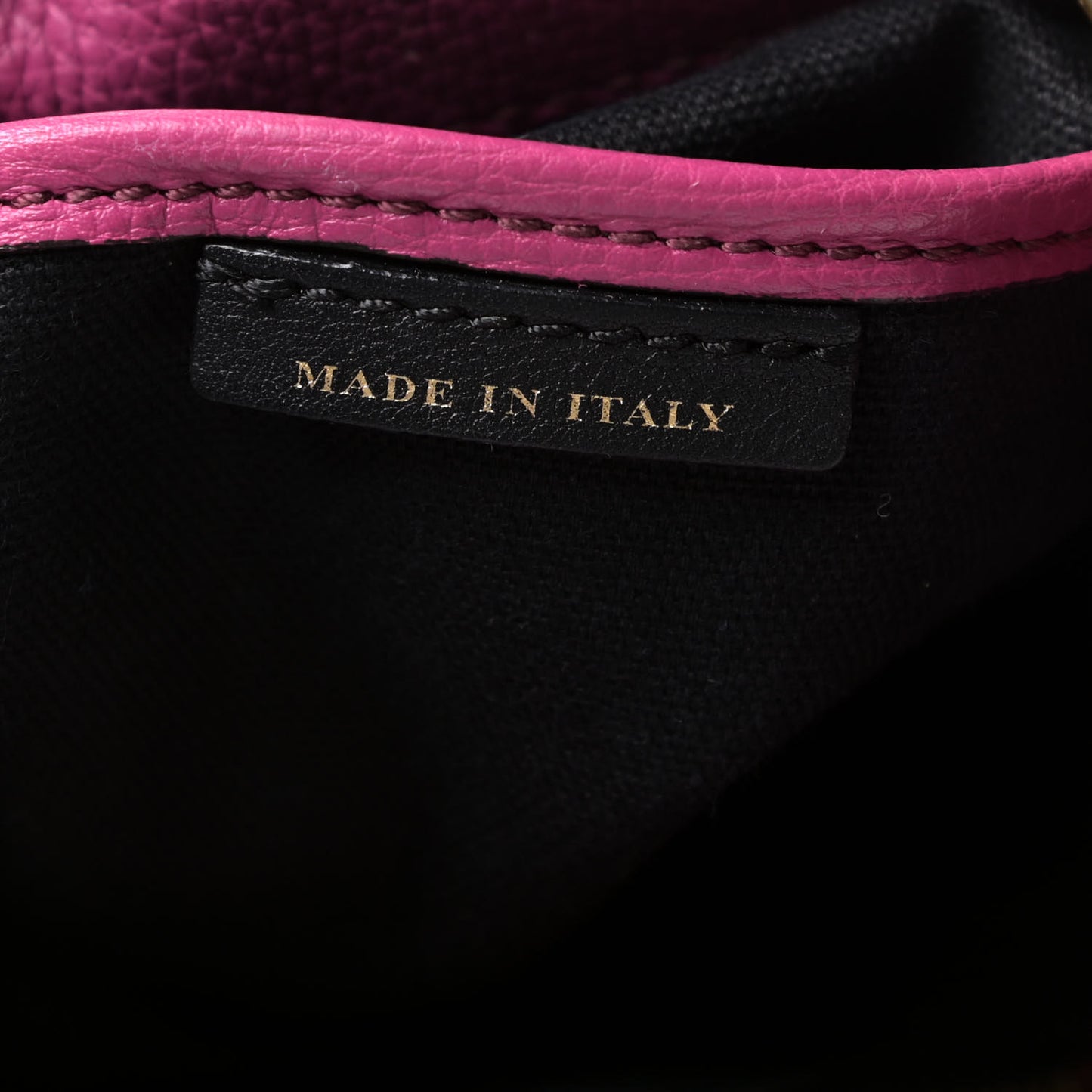 Grainy Calfskin House Check Small Banner Tote Brilliant Fuchsia