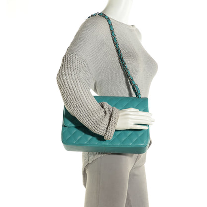 Chanel Lambskin Quilted Jumbo Double Flap Blue 2 of 9