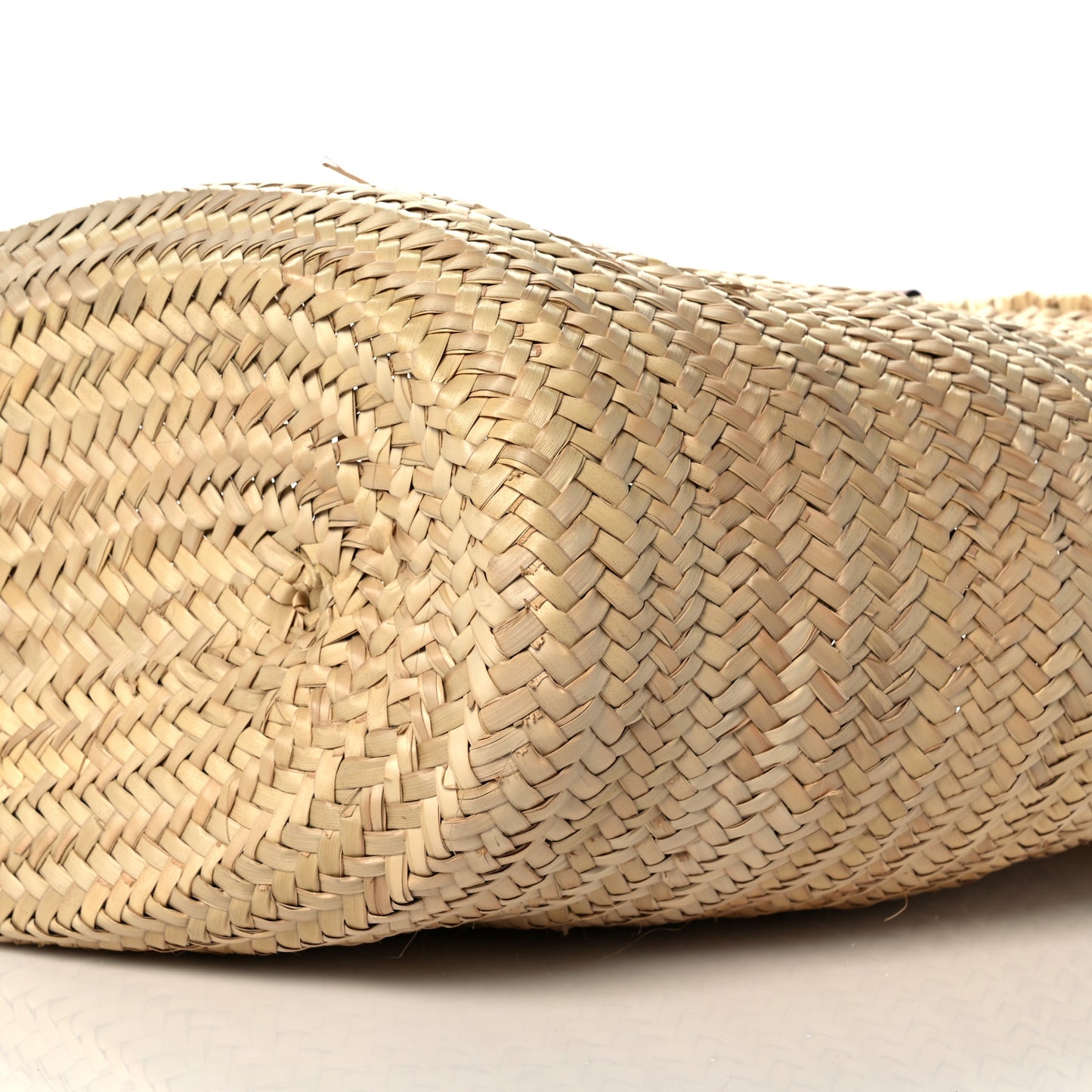 Raffia Calfskin Triomphe Medium Panier Tan
