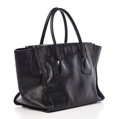 Prada Glace Calf Twin Pocket Tote Black 3 of 9