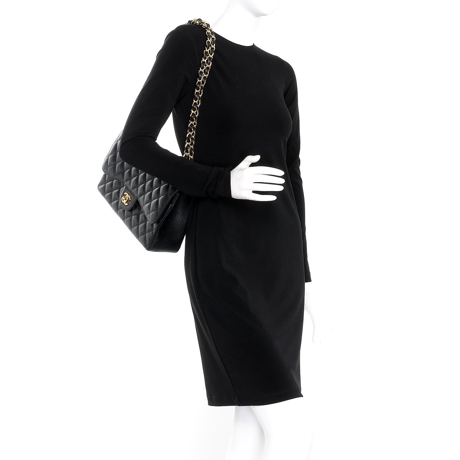 Chanel Caviar Quilted Jumbo Double Flap Black 3 of 10