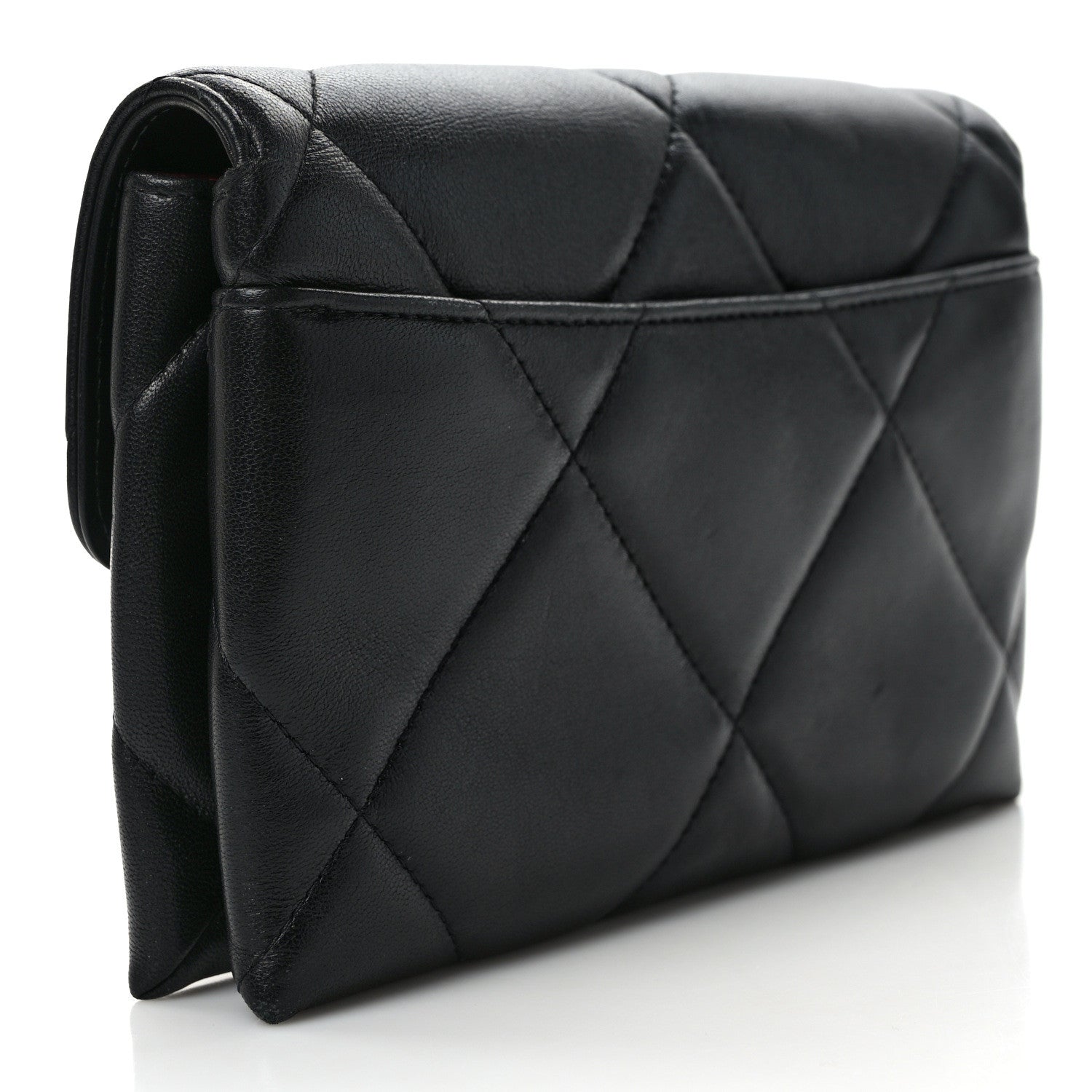 Chanel Lambskin Quilted Chanel 19 Flap Clutch Black 3 of 8