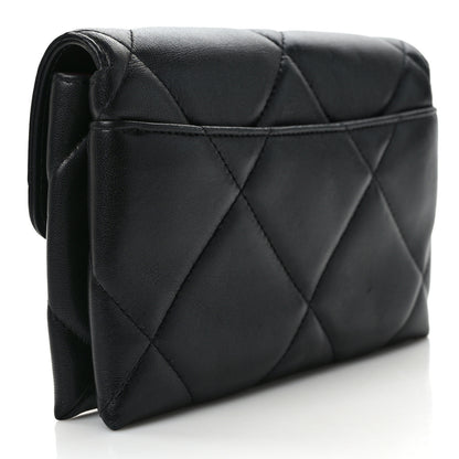 Chanel Lambskin Quilted Chanel 19 Flap Clutch Black 3 of 8