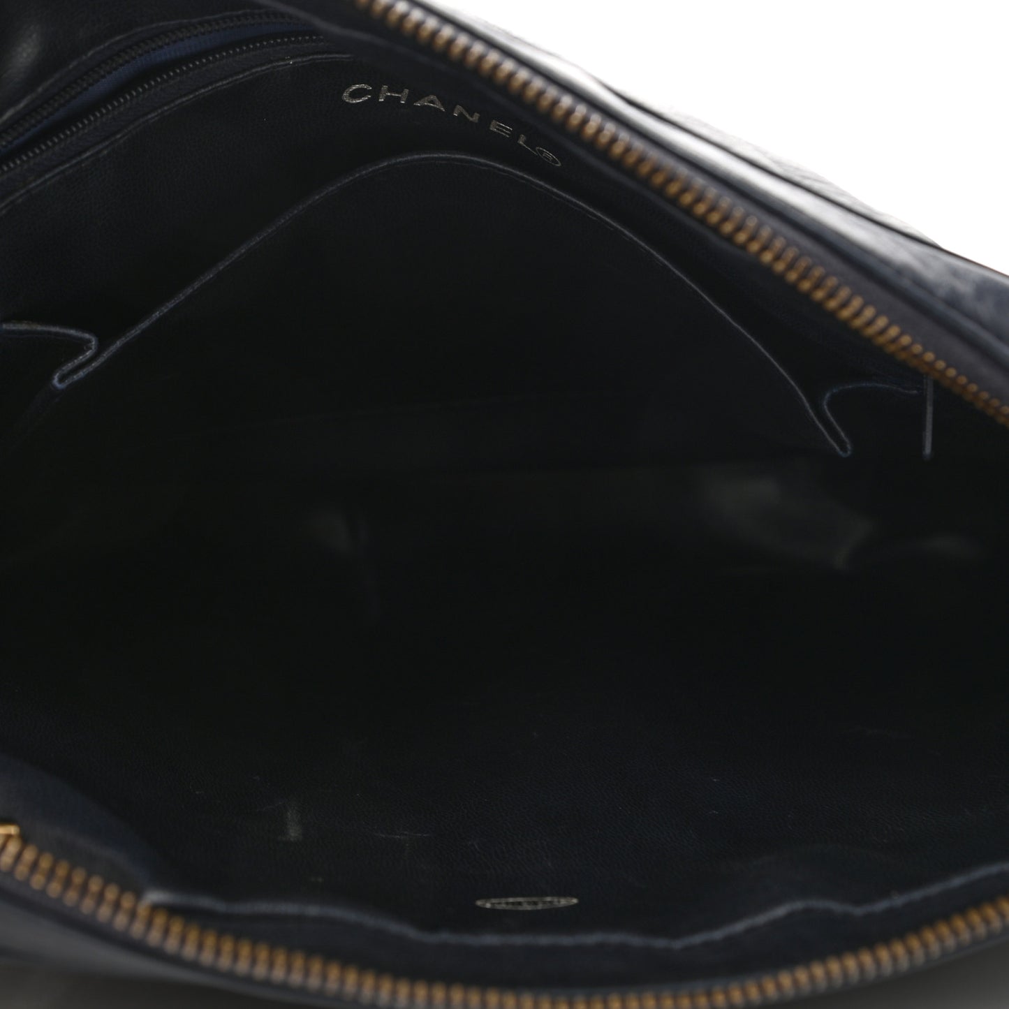 Lambskin Chevron Quilted Camera Case Navy