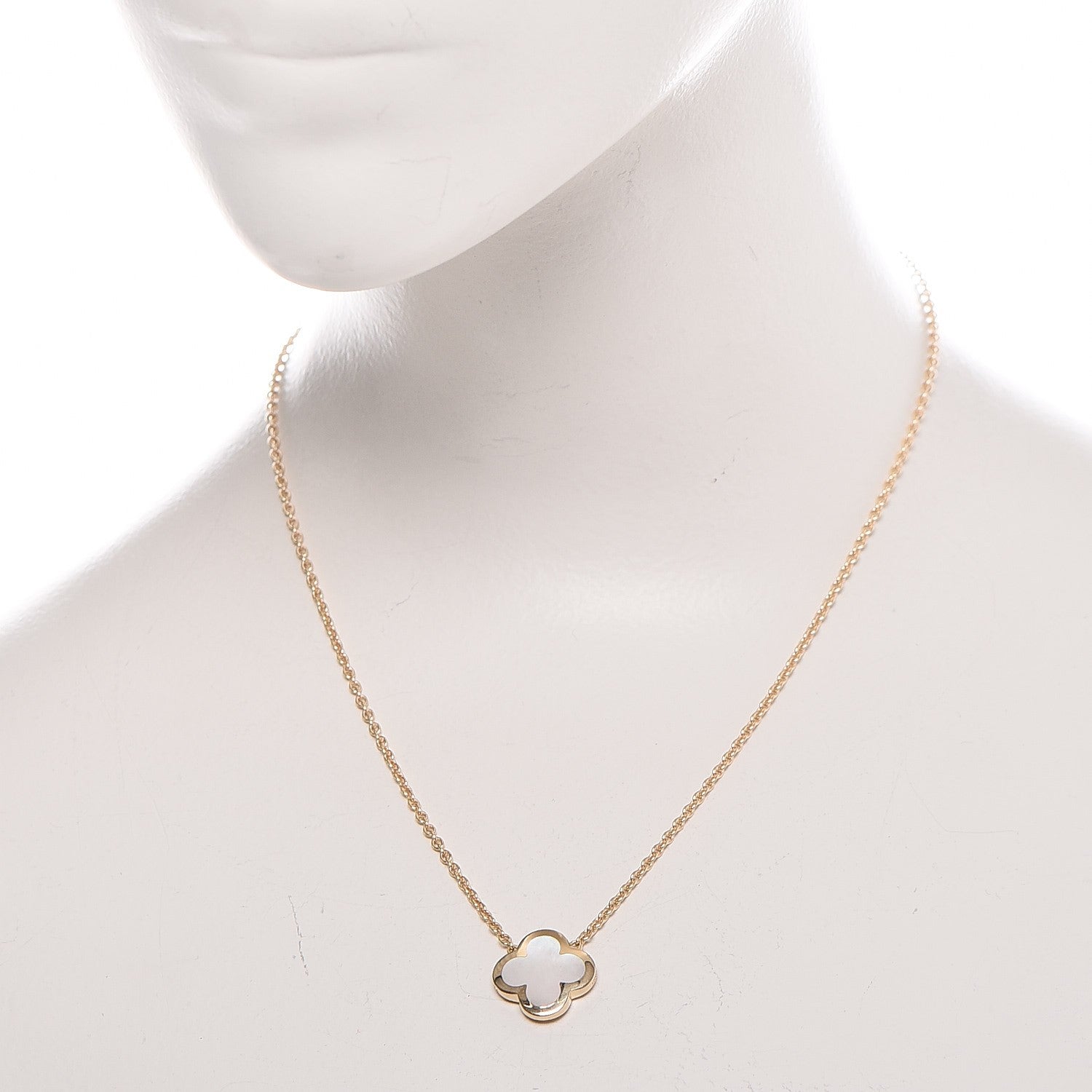 Van Cleef & Arpels 18K Yellow Gold Mother of Pearl Pure Alhambra Pendant Necklace 2 of 5