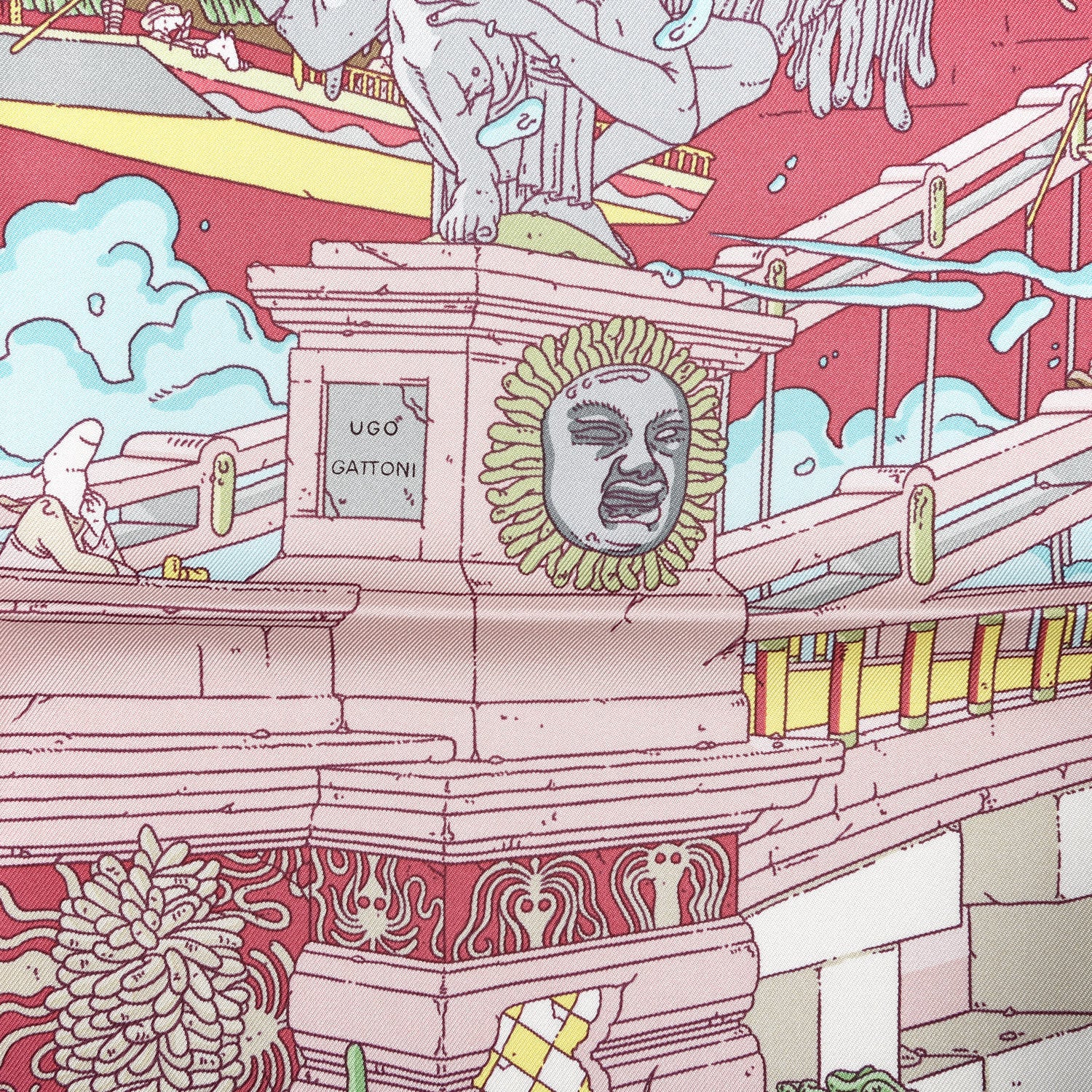 Hermes Silk La Legende Du Cheval A Plumes Scarf 90 Rose Pale Jaune Vif Turquoise 4 of 9