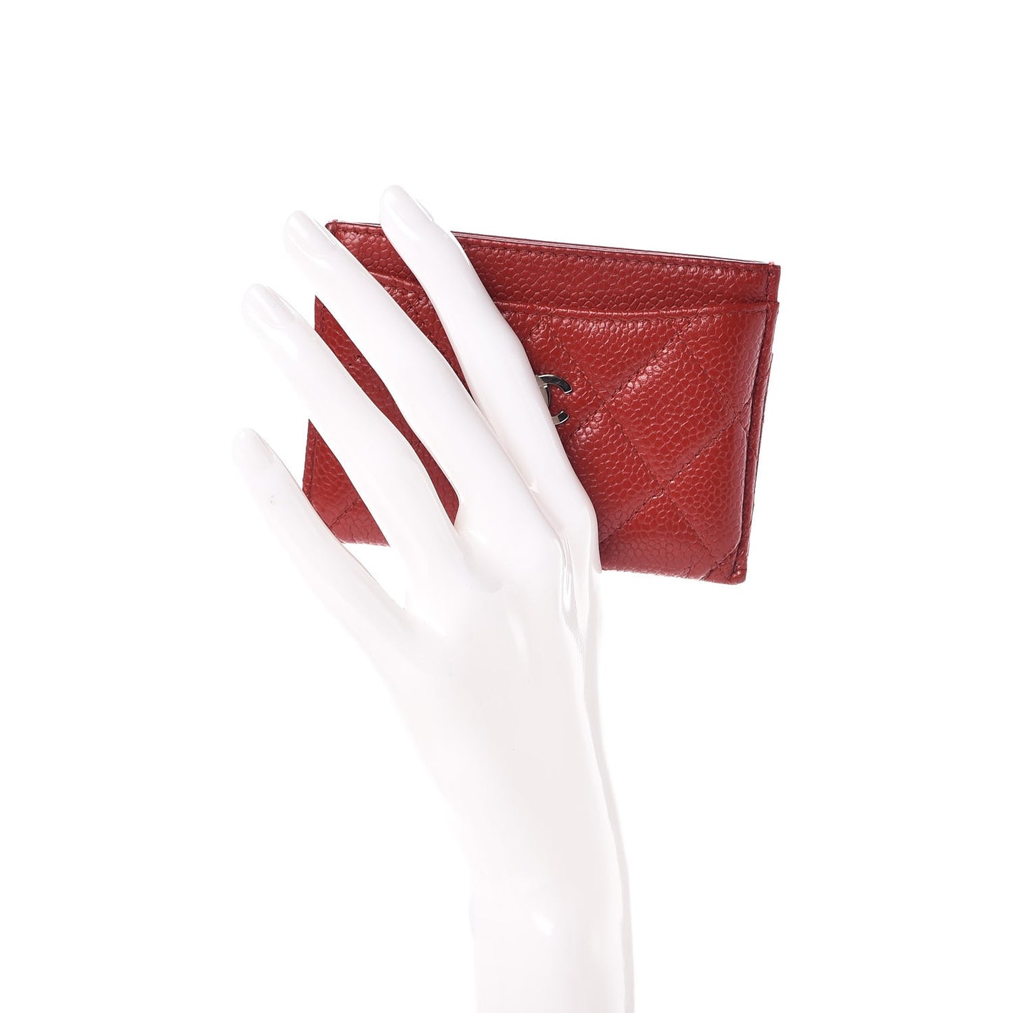 Caviar Quilted Card Holder Red