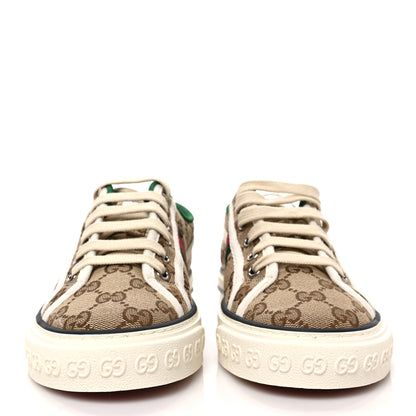 Gucci GG Monogram Web Womens 1977 Tennis Sneakers 37 Beige Ebony Mystic White 2 of 8