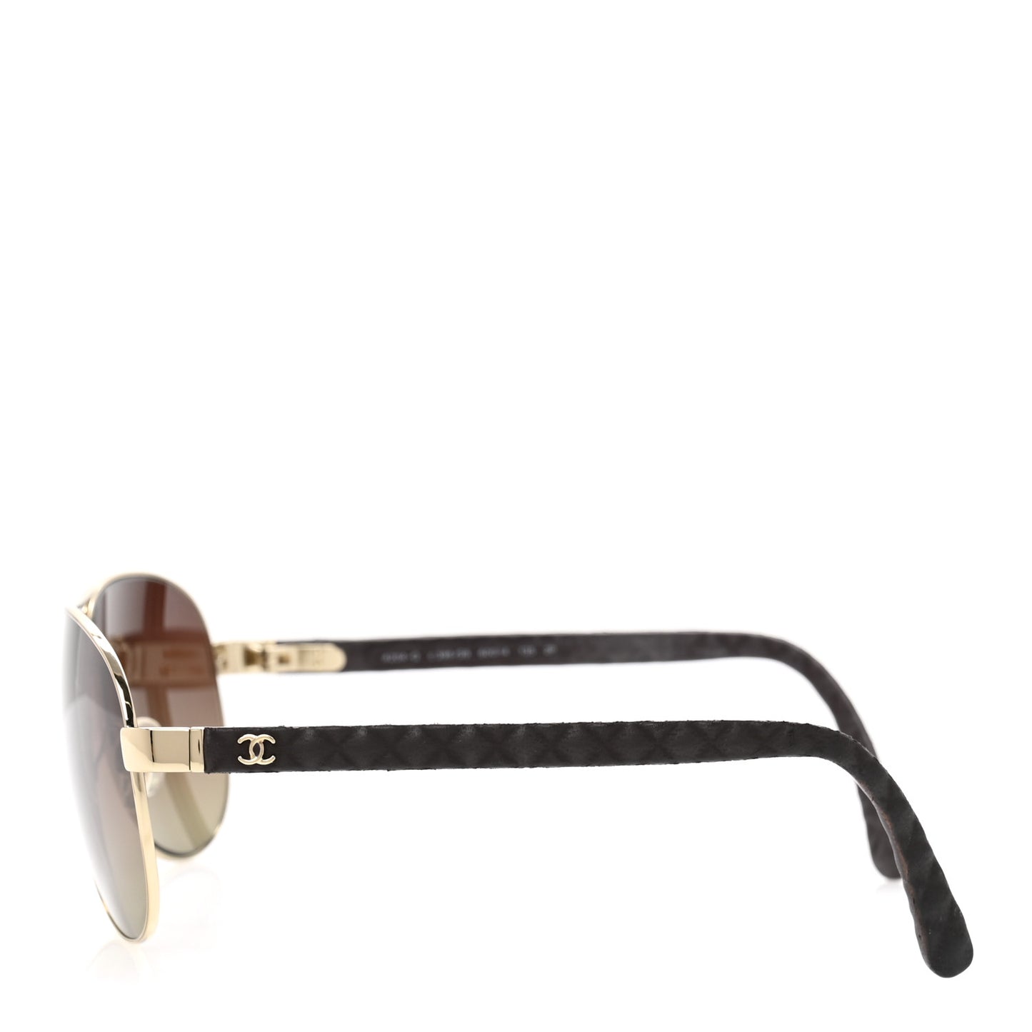 Metal Lambskin Quilted CC Pilot Summer Aviator Sunglasses 4204-Q Gold Brown