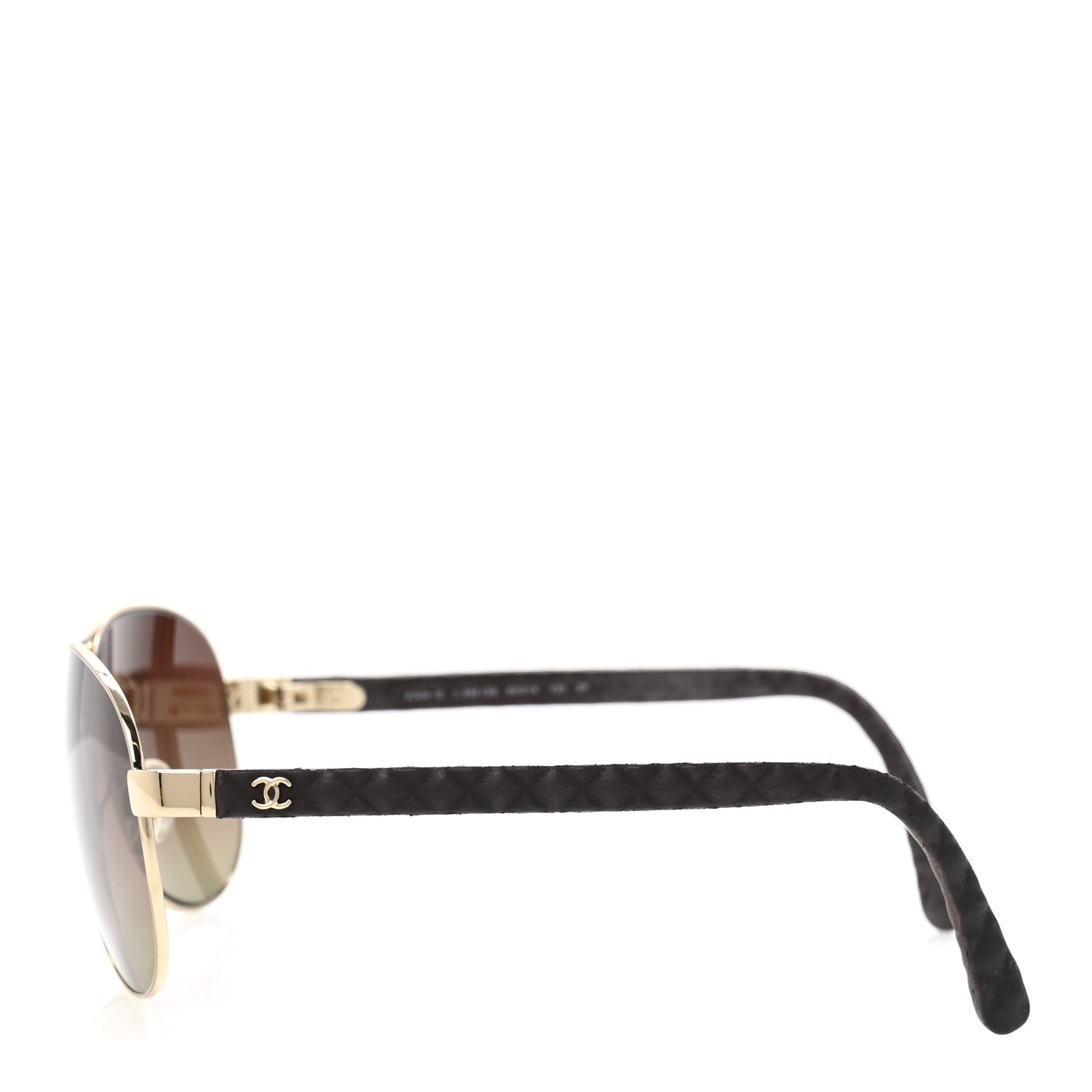 Chanel Metal Lambskin Quilted CC Pilot Summer Aviator Sunglasses 4204-Q Gold Brown 3 of 9