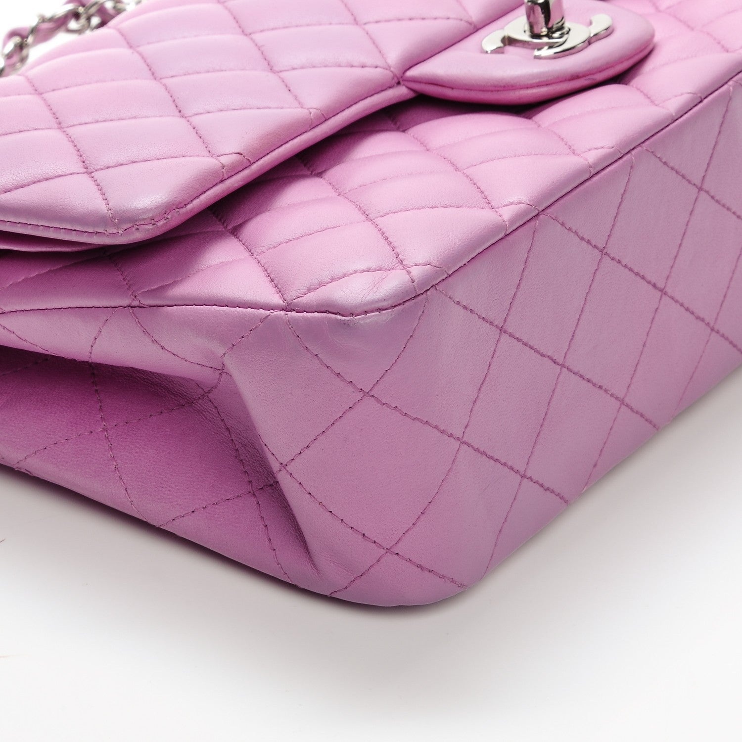 Chanel Lambskin Quilted Medium Double Flap Dark Pink 9 of 10