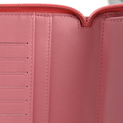 Chanel Lambskin Camellia Embossed Zip Around Organizer Wallet Pink 14 of 22
