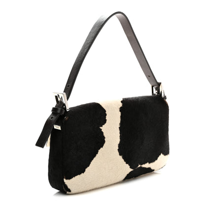 Fendi Calf Hair Cow Print Baguette Black White 3 of 10