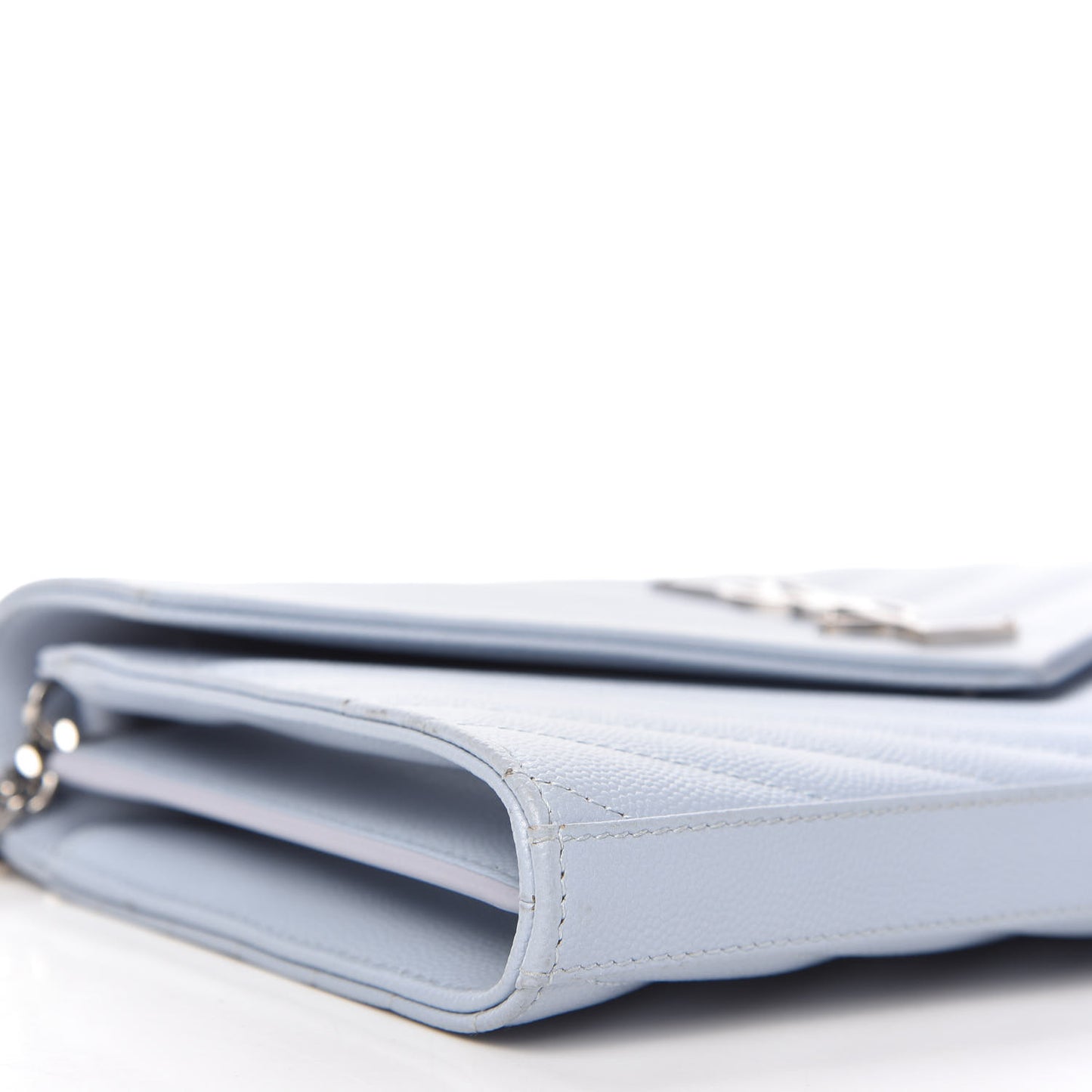 Grain De Poudre Matelasse Chevron Monogram Chain Wallet Sky Blue