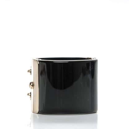 Chanel Pearl Calfskin Chain CC Cuff Black Gold 3 of 6