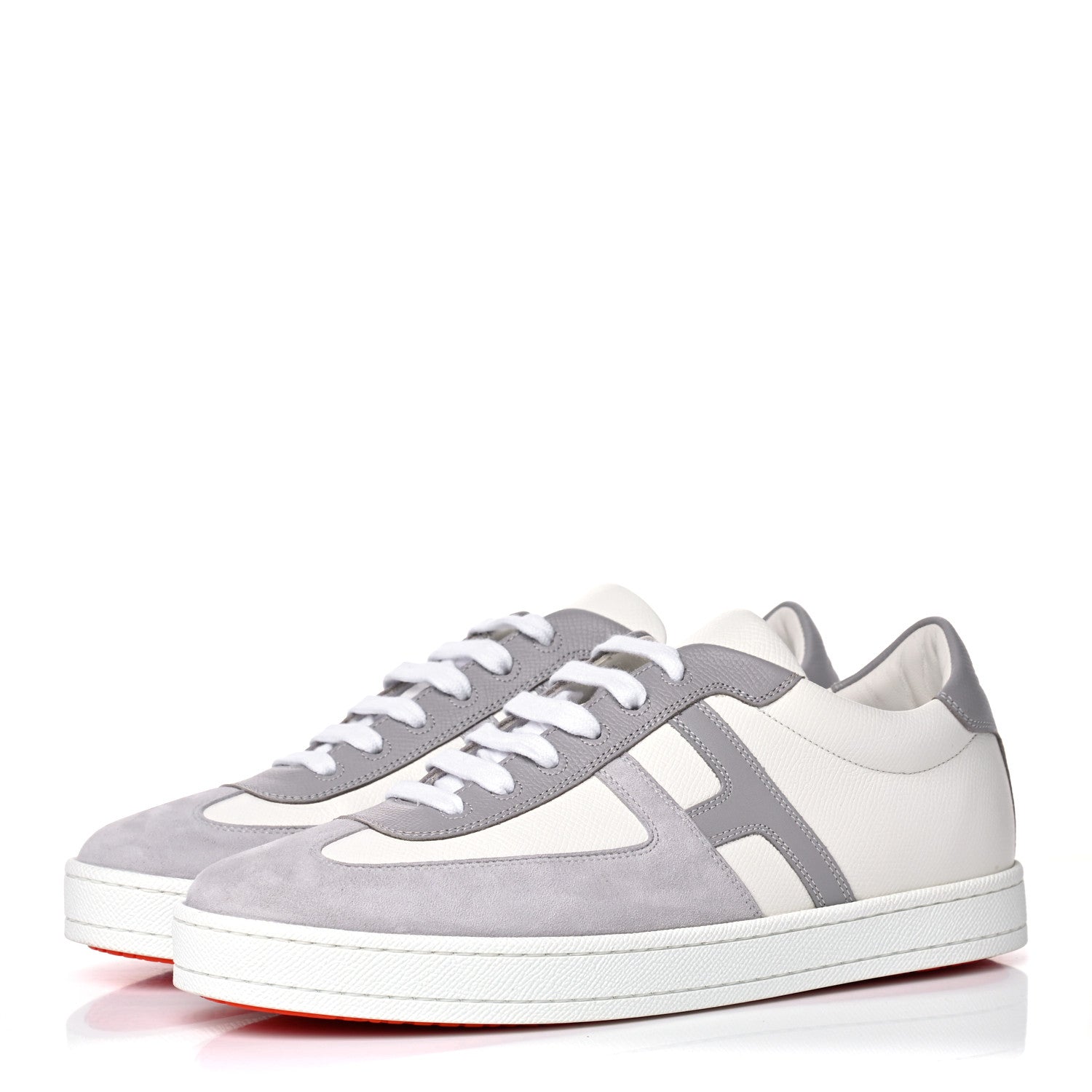 Hermes Epsom Suede Boomerang Sneakers 40 White Gris 3 of 10