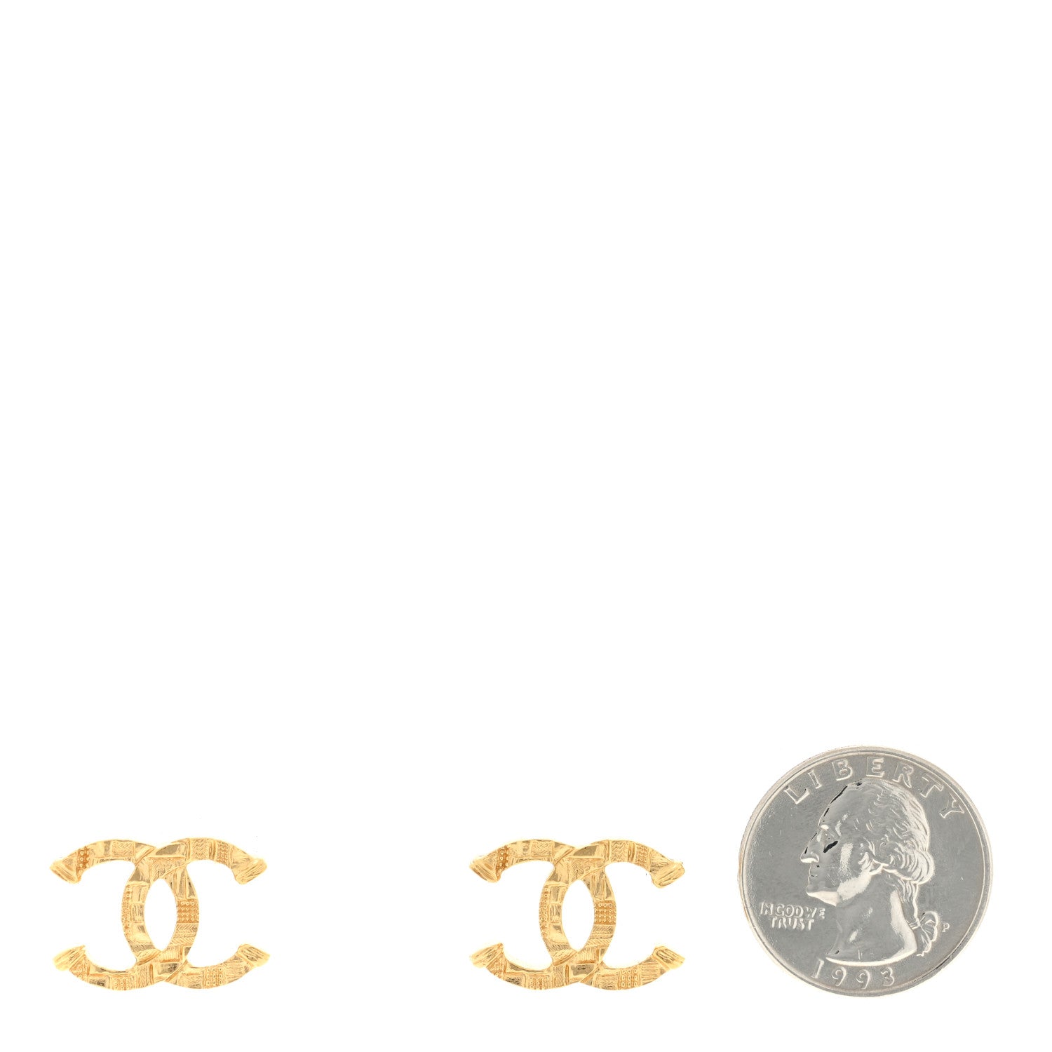 Chanel Metal Textured CC Earrings Gold 2 of 4