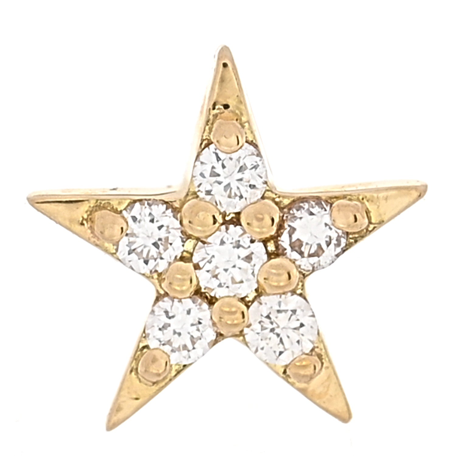 Foundrae 18K Yellow Gold Diamond Tenet Star Strength Stud Earring 1 of 4