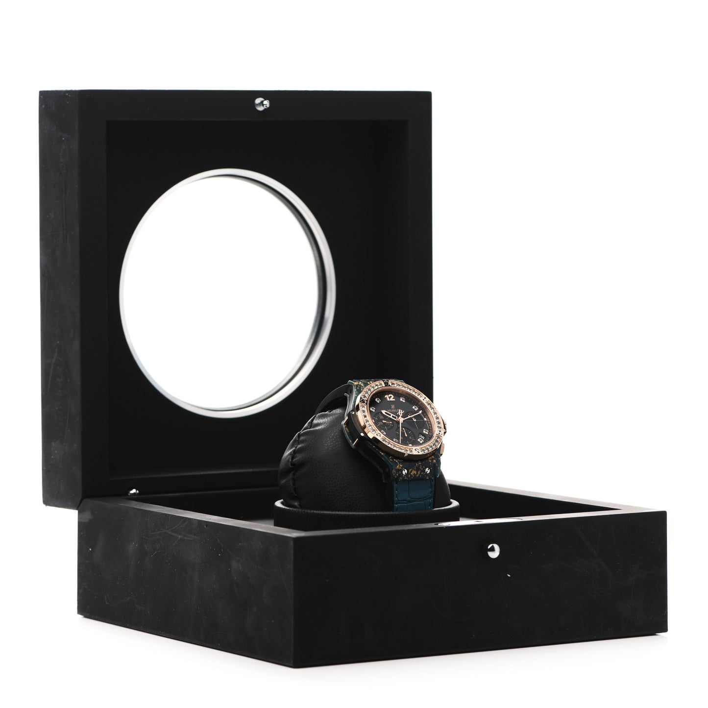 18K Rose Gold Alligator Topaz 41mm Big Bang Automatic Watch Blue Linen 341.XL.1280.LR.1207