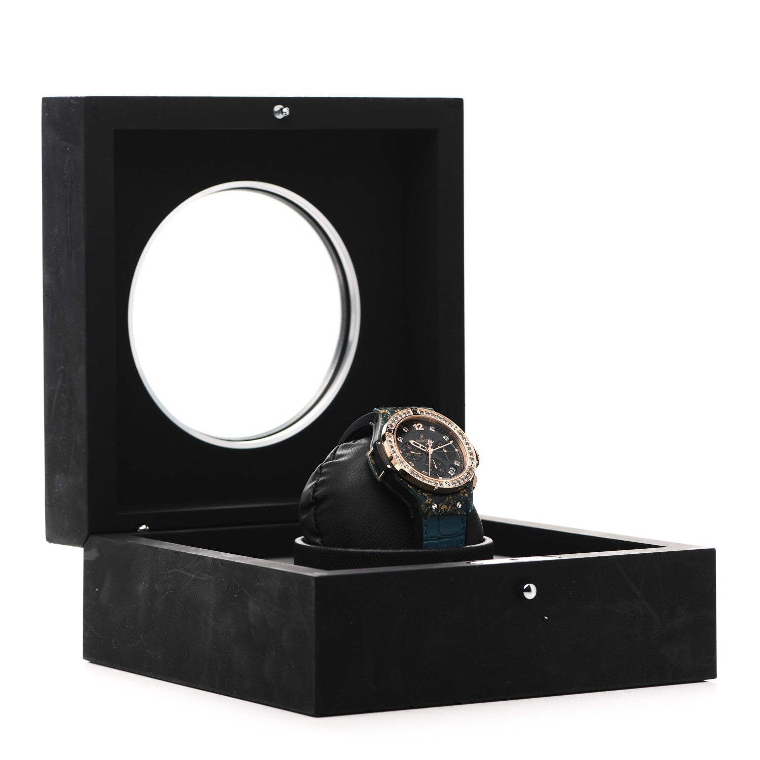 Hublot 18K Rose Gold Alligator Topaz 41mm Big Bang Automatic Watch Blue Linen 341.XL.1280.LR.1207 5 of 5