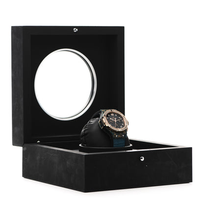 Hublot 18K Rose Gold Alligator Topaz 41mm Big Bang Automatic Watch Blue Linen 341.XL.1280.LR.1207 5 of 5