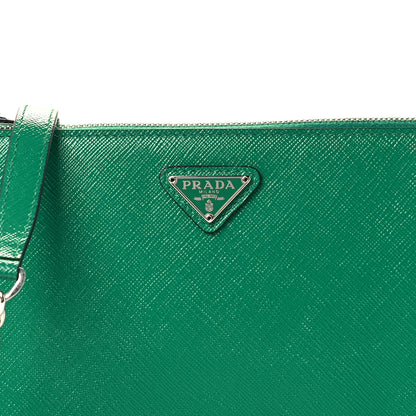 Prada Saffiano Vernice Chain Crossbody Bag Green 7 of 9