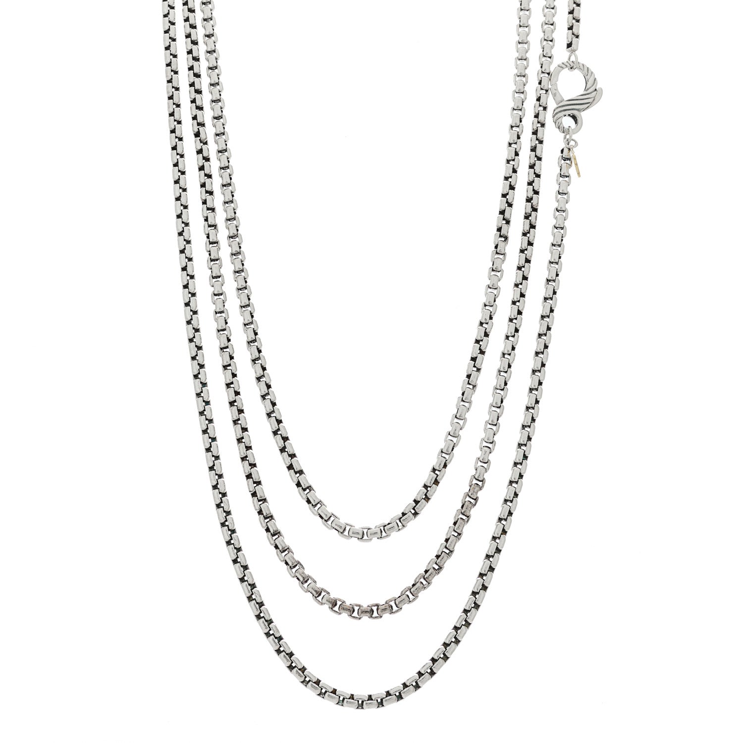 David Yurman Sterling Silver 14K Yellow Gold Long Box Chain Necklace 1 of 5