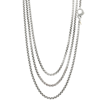 David Yurman Sterling Silver 14K Yellow Gold Long Box Chain Necklace 1 of 5