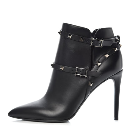 Valentino Garavani Calfskin Rockstud Double Buckle 100mm Ankle Boots 39 Black 1 of 13