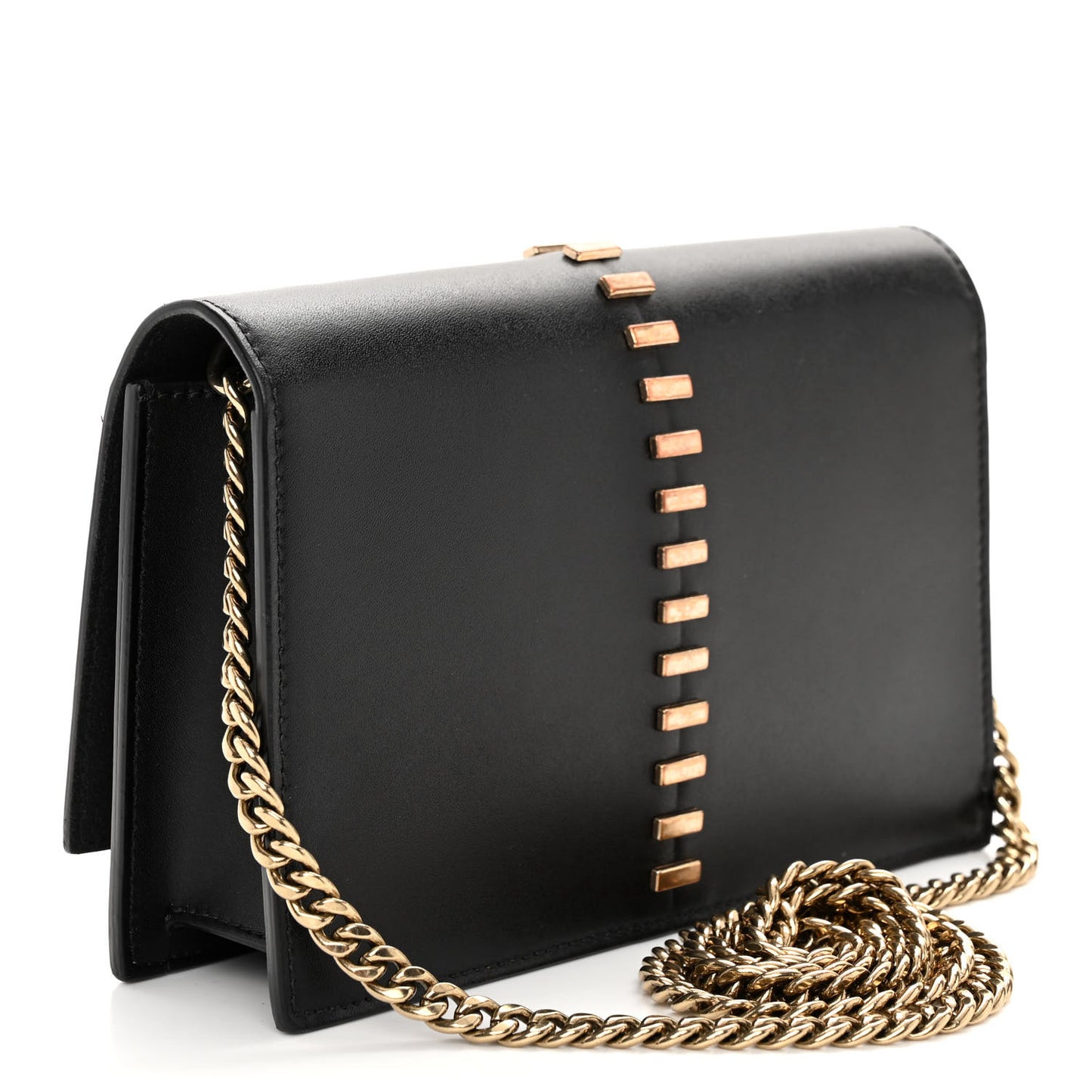 Calfskin Embellished Skull Mini Crossbody Bag Black