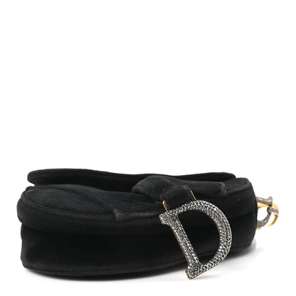 Christian Dior Velvet Crystal Mini Saddle Bag Black 4 of 10