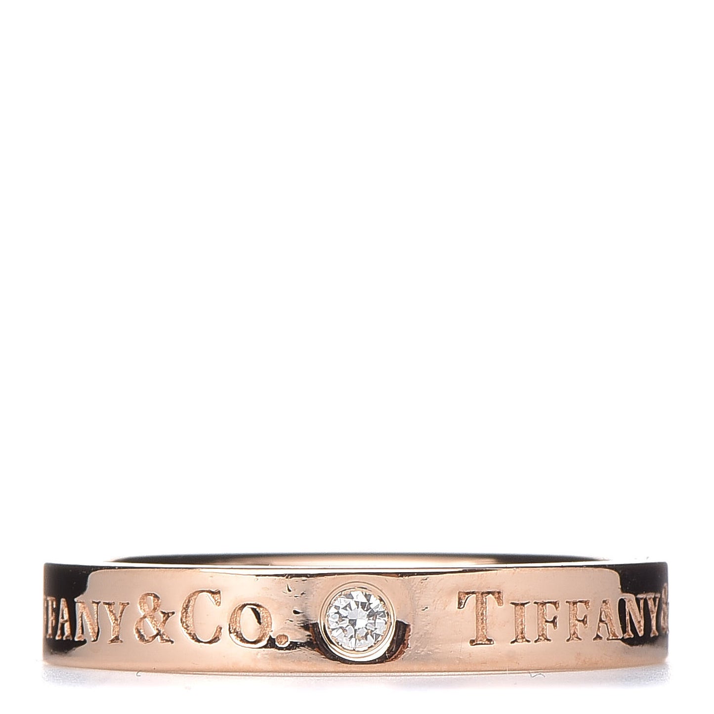 18K Rose Gold Diamond 3mm Logo Band Ring 48 4.25