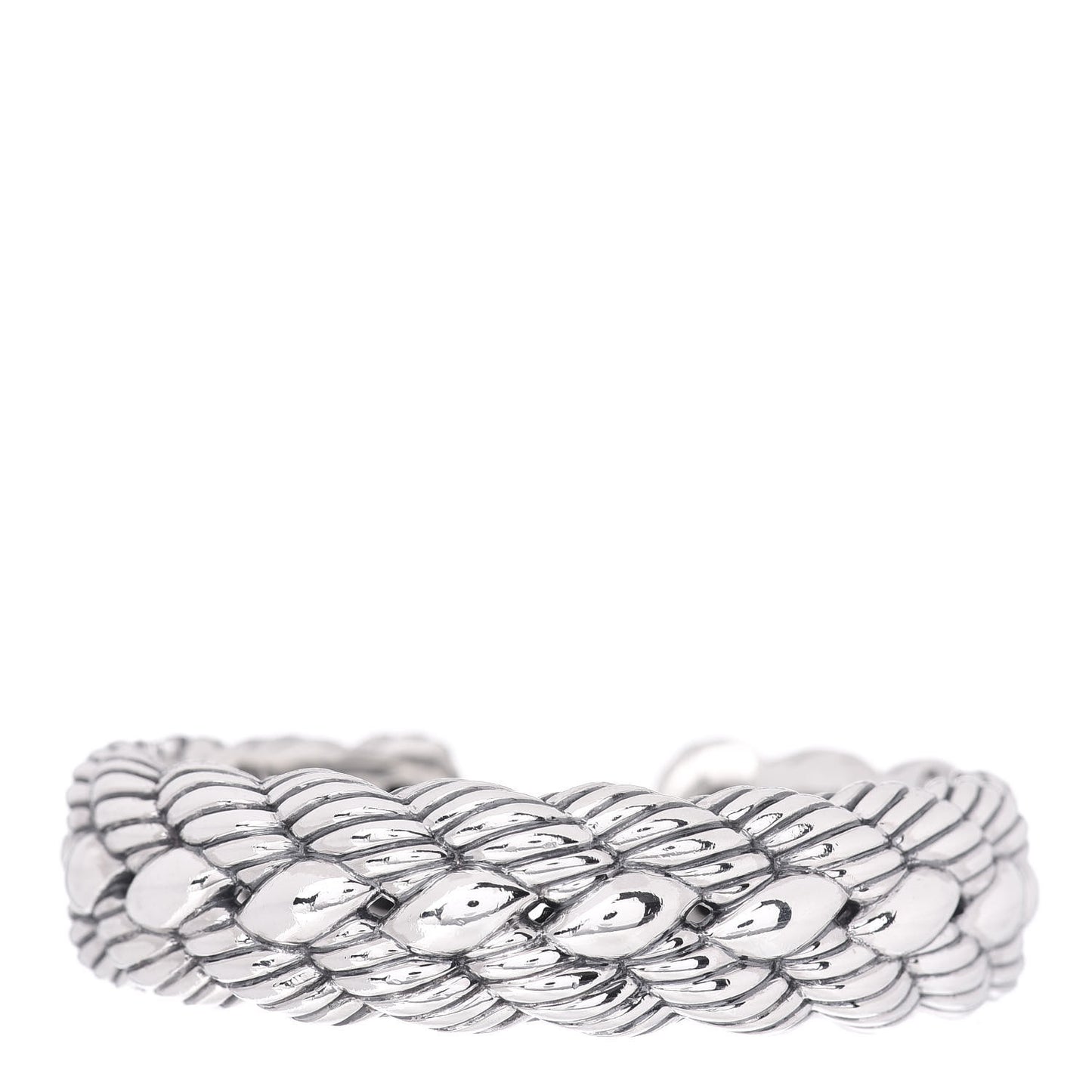 Stainless Steel Sterling Silver Woven Cable Cuff Bracelet