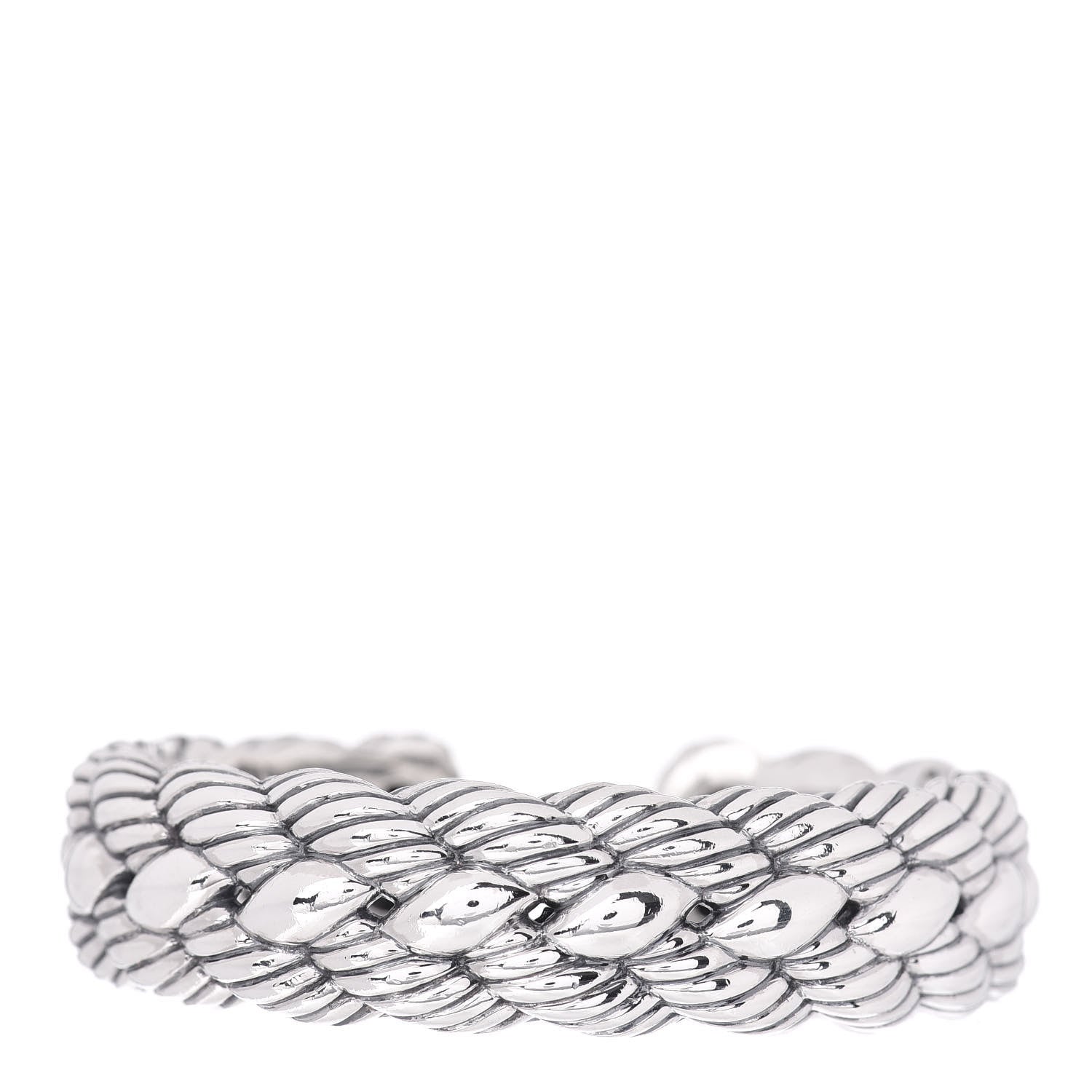 David Yurman Stainless Steel Sterling Silver Woven Cable Cuff Bracelet 3 of 4