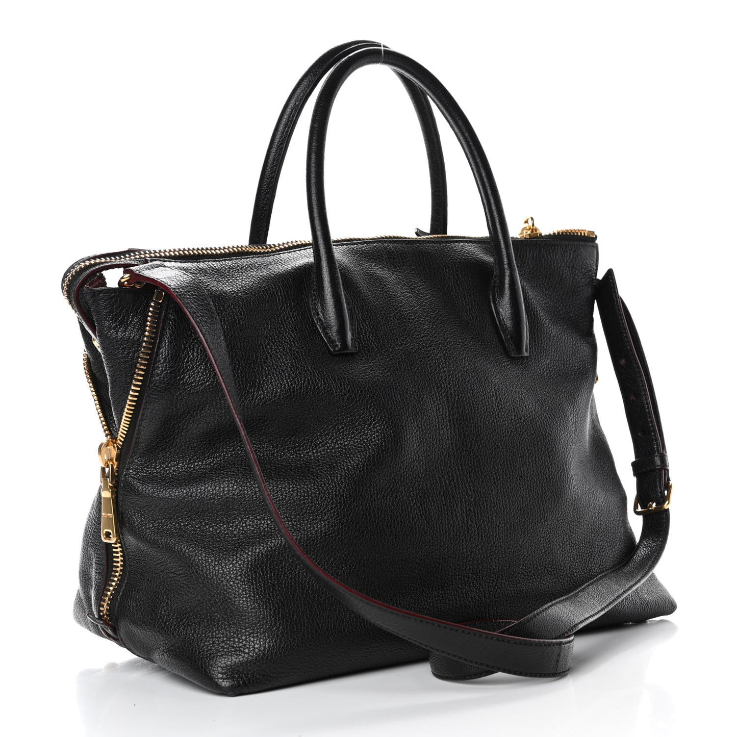 Goatskin Madras Zip Tote Black