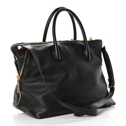 Miu Miu Goatskin Madras Zip Tote Black 2 of 8