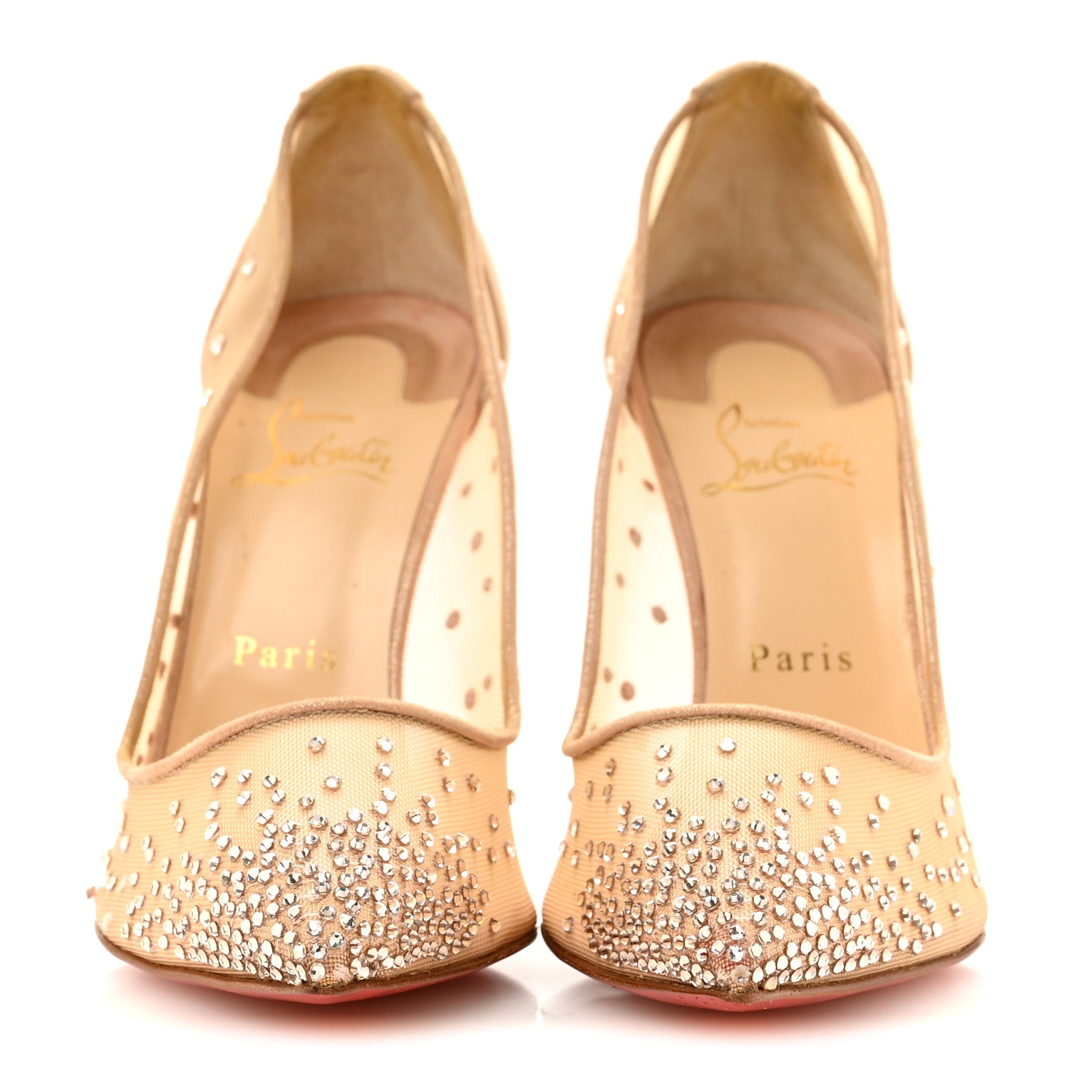 Christian Louboutin Suede Lame Crystal Strass Follies 100 Pumps 40 Light Silk 3 of 9
