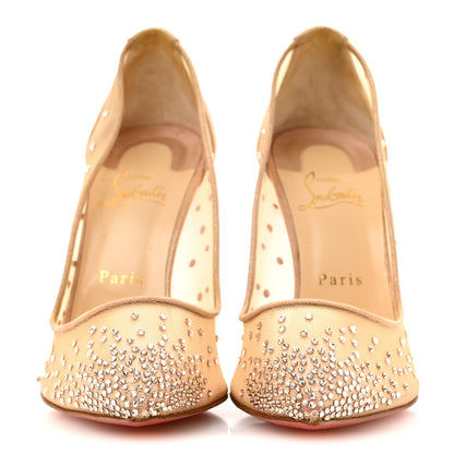 Christian Louboutin Suede Lame Crystal Strass Follies 100 Pumps 40 Light Silk 3 of 9