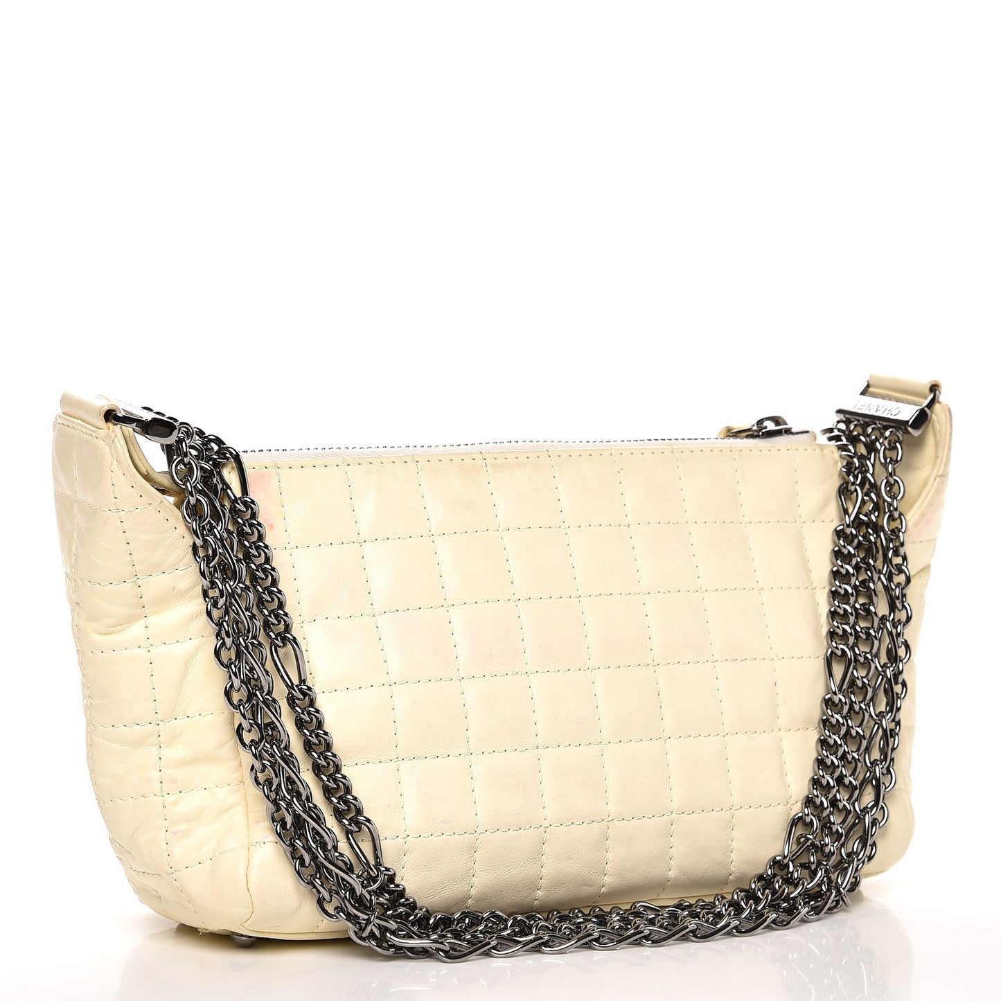 Lambskin Square Quilted Double Chain Bag White