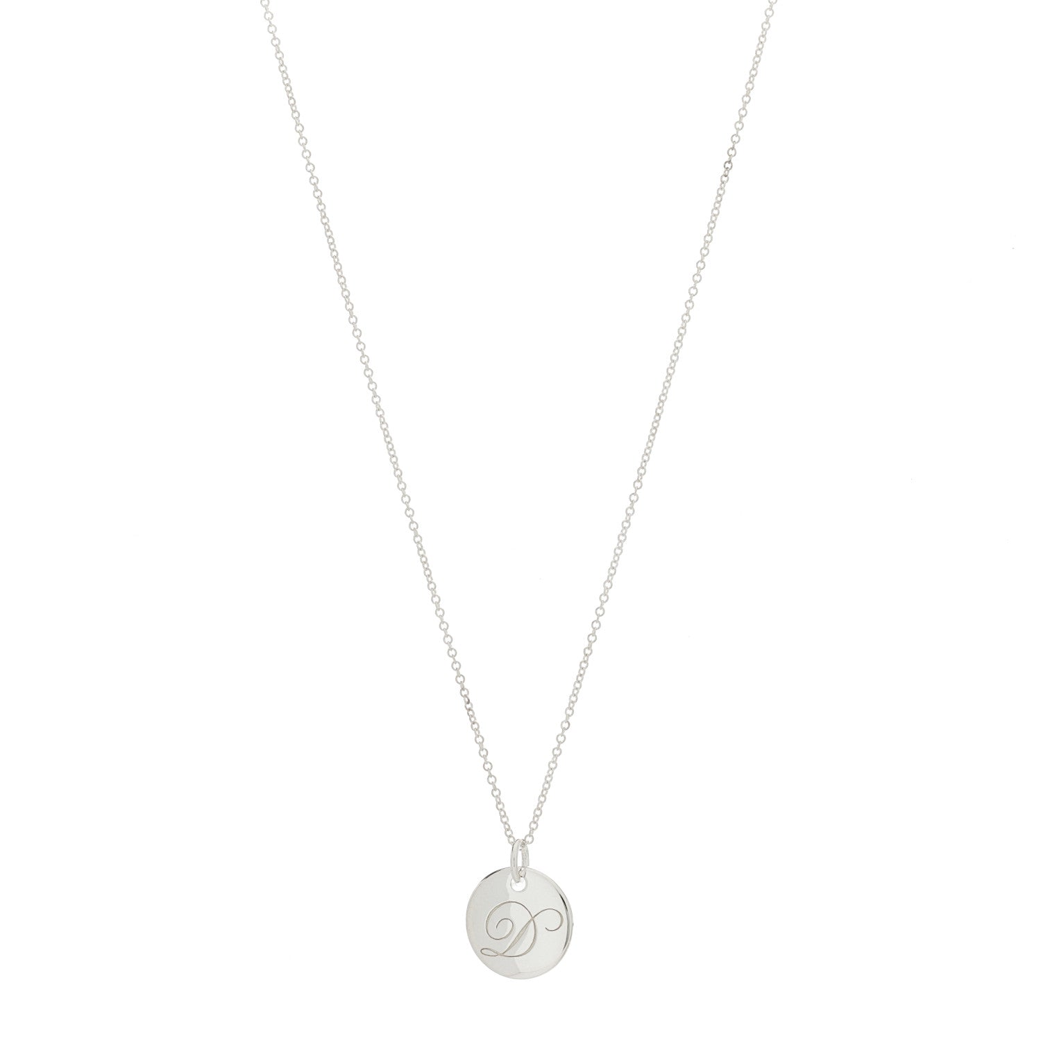 Tiffany Sterling Silver Letter D Disc Pendant Necklace 1 of 7