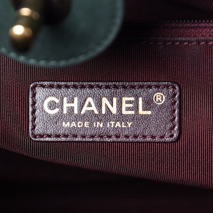 Chanel Iridescent Calfskin Quilted Happy Stitch Shopping Tote Green 6 of 15
