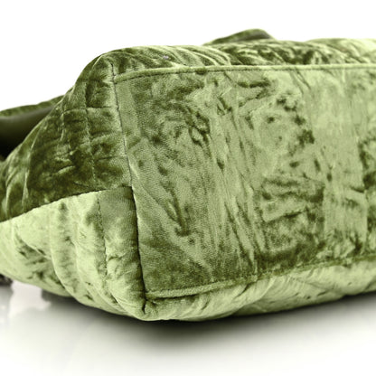 Saint Laurent Crushed Velvet Quilted Small Loulou Puffer Monogram Chain Satchel Green 9 of 11