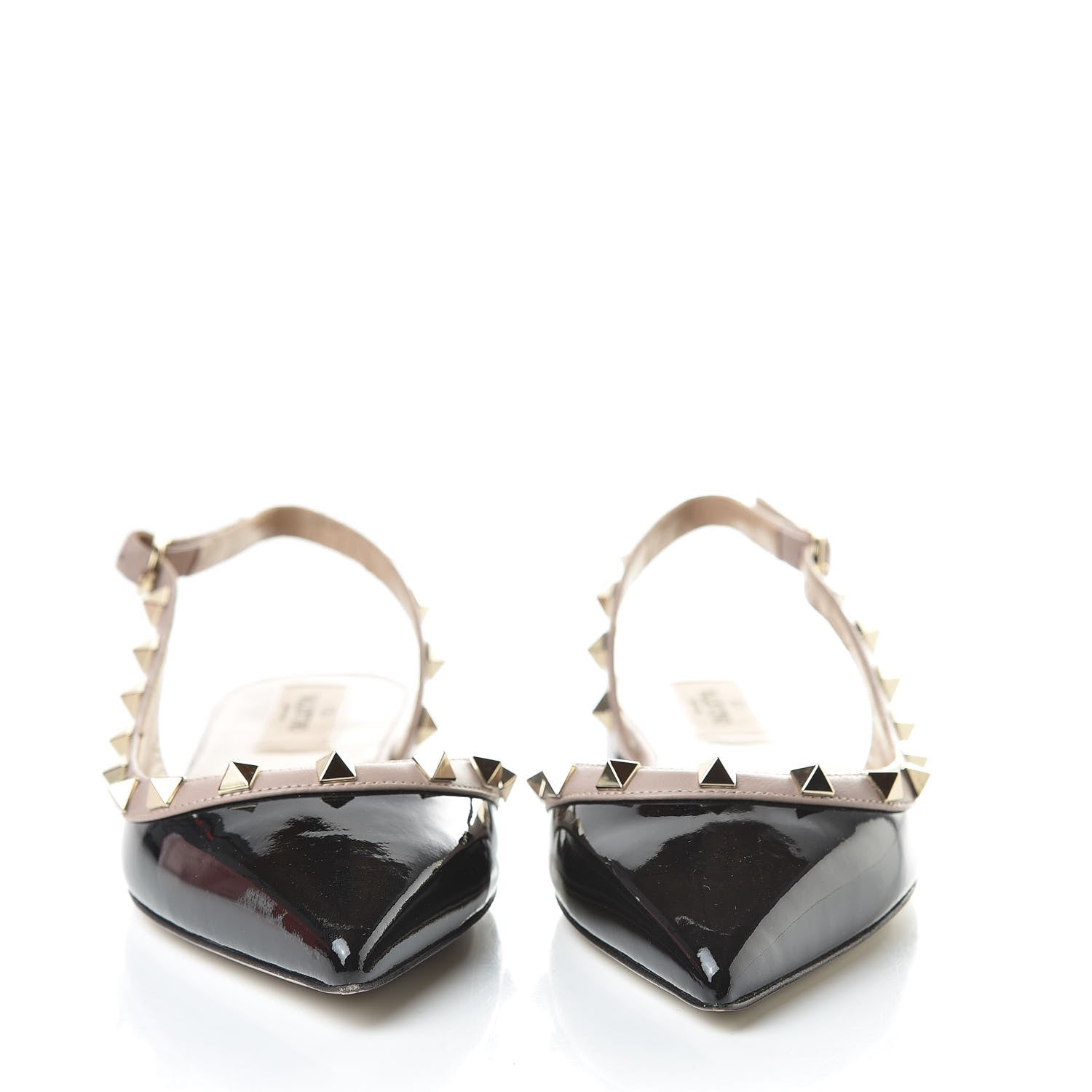 Valentino Garavani Patent Rockstud Slingback Flats 36 Black Poudre 2 of 9
