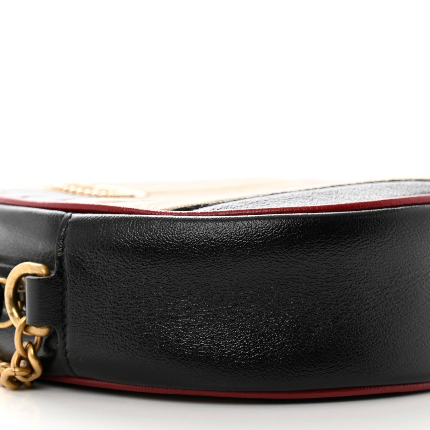 Gucci Azalea Calfskin Matelasse Diagonal Patchwork Mini Torchon GG Marmont Round Shoulder Bag Black Beige Romantic Cerise 9 of 11
