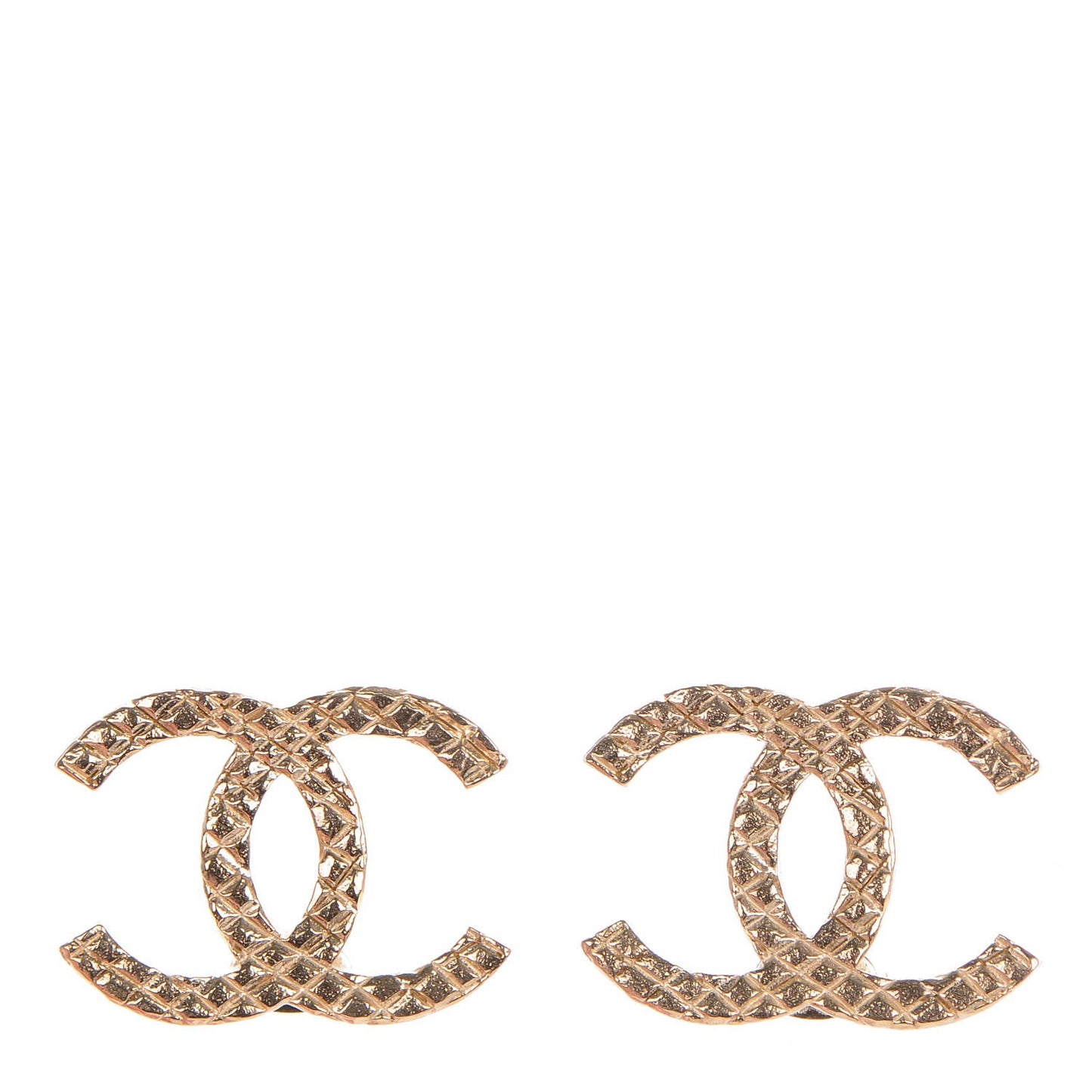 Quilted CC Earrings Light Gold