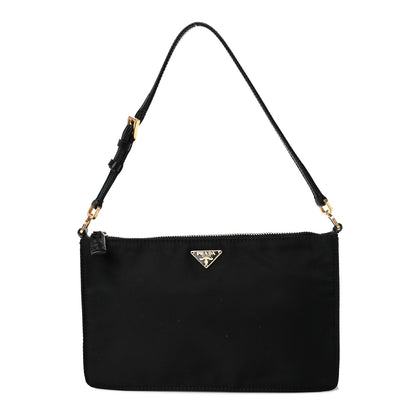 Prada Tessuto Nylon Saffiano Pochette Black 1 of 12