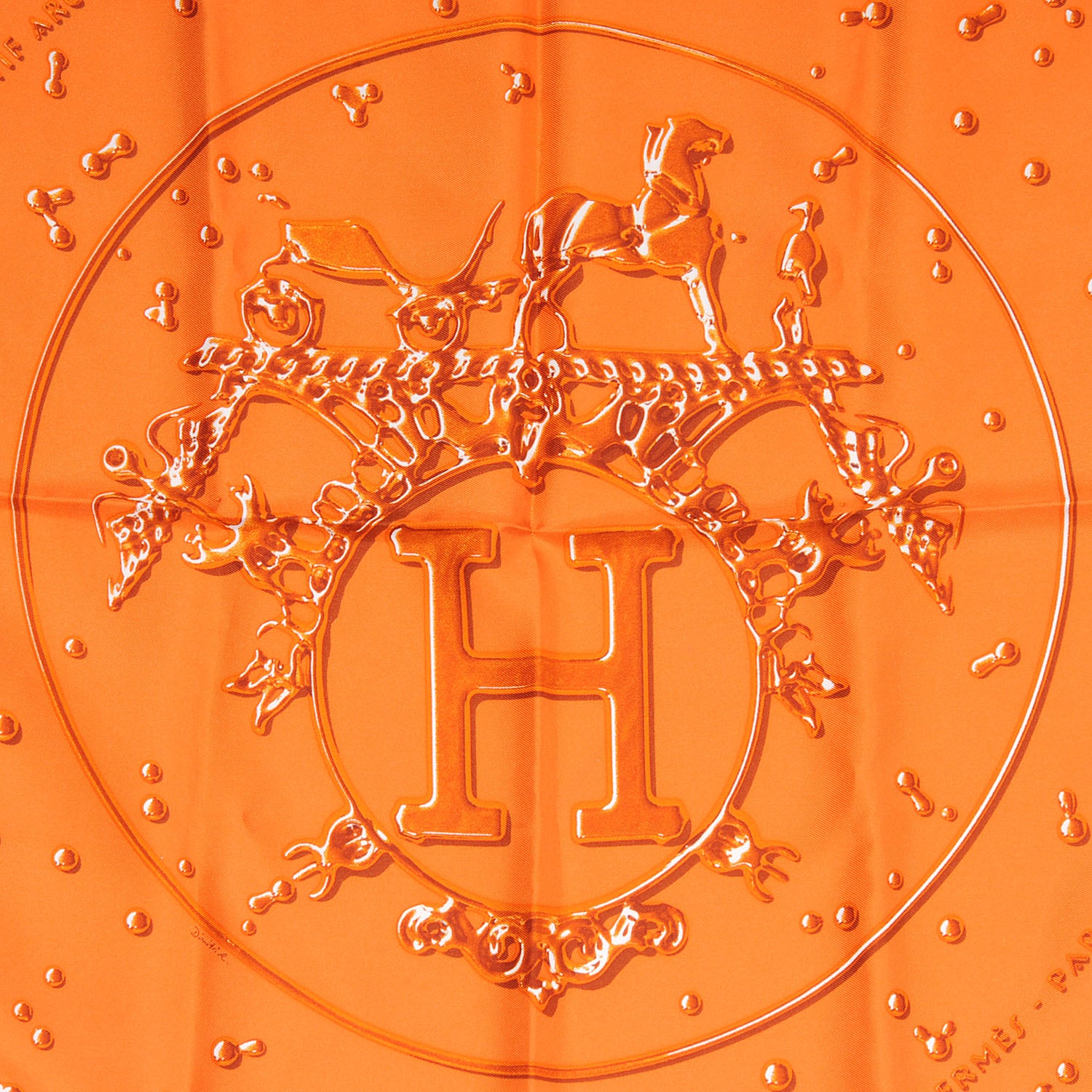 Hermes Silk Argent Pocket Square Scarf Orange 1 of 5