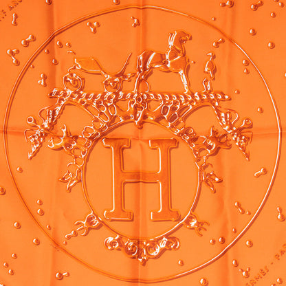 Hermes Silk Argent Pocket Square Scarf Orange 1 of 5