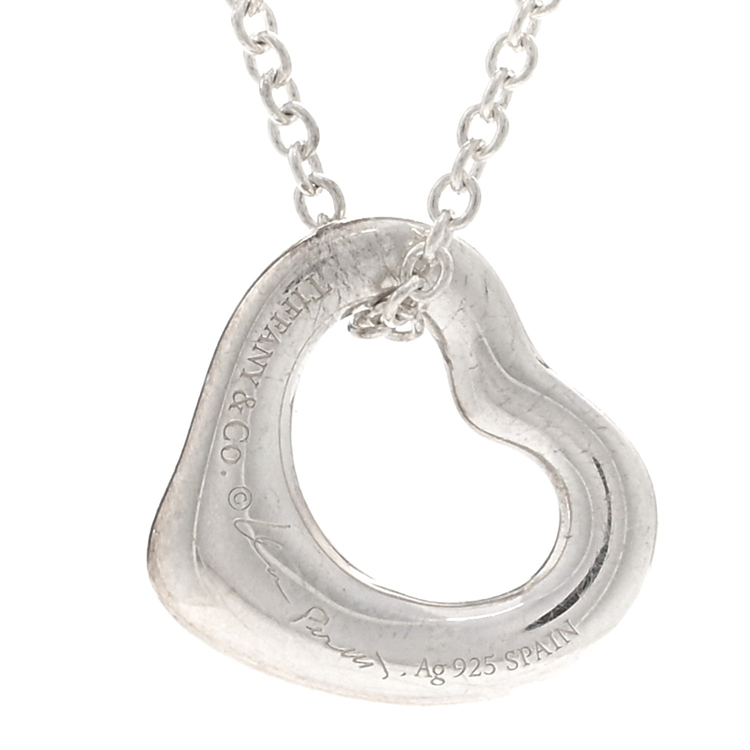 Tiffany Sterling Silver 11mm Elsa Peretti Open Heart Pendant Necklace 4 of 5